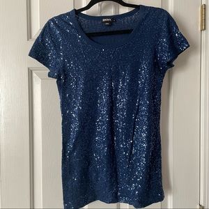 DKNY royal blue sequined tshirt